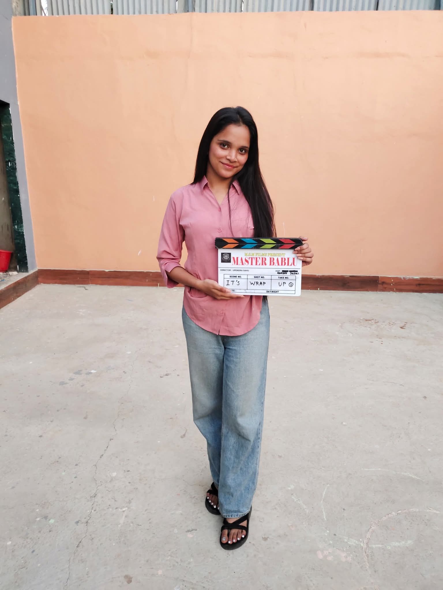 Filmmaking set with camera and crew